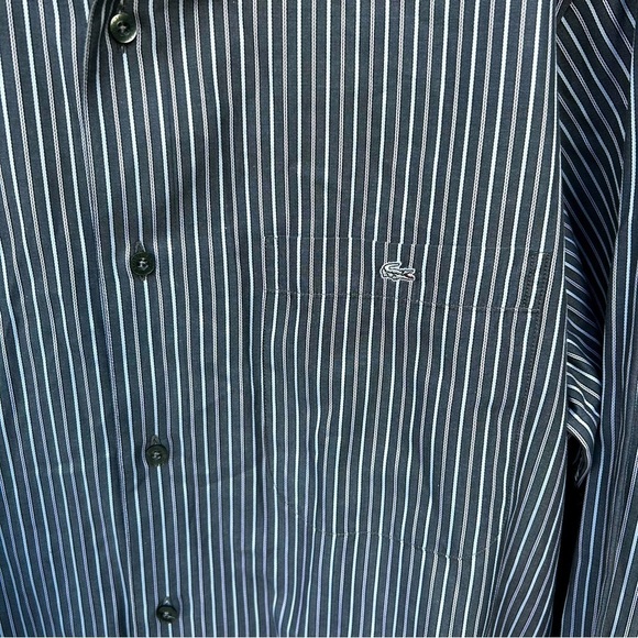 Lacoste Pinstripe Oxford Button Down Collared Shirt | Size 42 - Picture 5 of 9